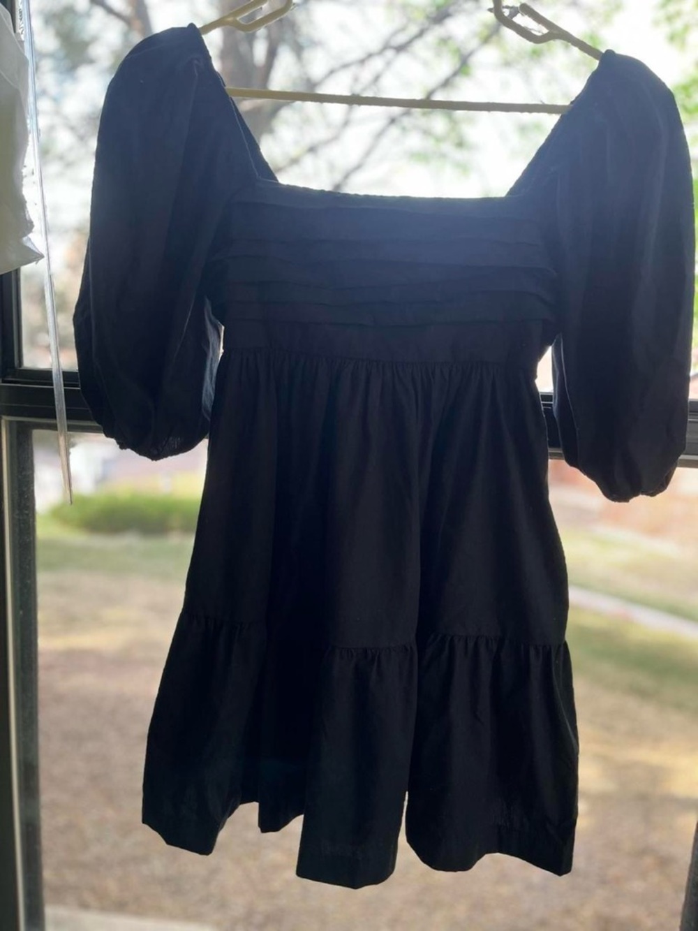 Abercrombie & Fitch Black Babydoll Mini Dress with Puff Sleeves